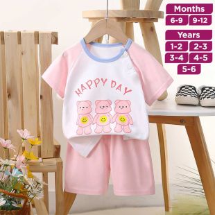 Cartoon Bear Pure Cotton Summer T-shirt and Shorts Set