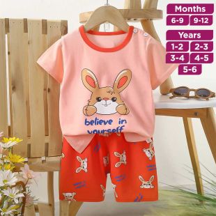 Rabbit Pure Cotton Summer T-shirt and Shorts Set