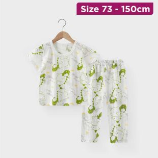 Korean Design Short-Sleeved Cotton Pajama Set For Kids