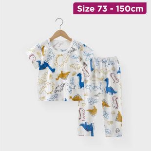 Short-Sleeved Korean Design Cotton Pajama Set For Kids