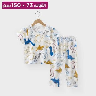 بيجامة أطفال قطنية بأكمام قصيرة وتصميم كورى