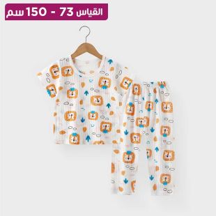 بيجامة أطفال قطنية بأكمام قصيرة وتصميم كورى
