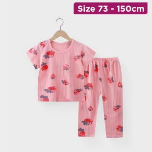 Korean Design Short-Sleeve Cotton Pajama Set For Kids