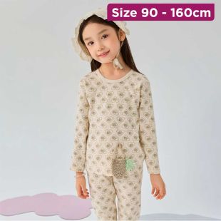 Love Rose Ribbed Cotton Pajama With Sleeves For Kids