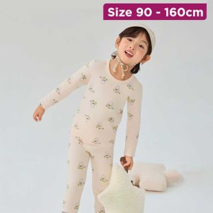 Skateboard Rabbit Ribbed Cotton Pajama With Sleeves For Kids