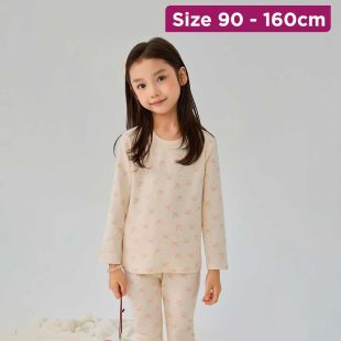 Pink Bow Ribbed Cotton Pajama With Sleeves For Kids