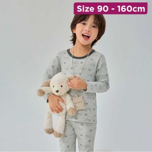 Kitten Ribbed Cotton Pajama With Sleeves For Kids