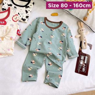 Boys Cotton Pajama Set Green with Panda Bear Prints
