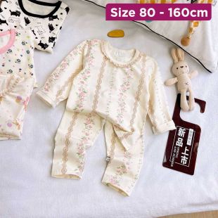 Girls Cotton Pajama Set with Pink Floral Prints