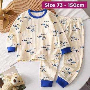 Cotton Pajama Set for Boys with Long Sleeves and Snail Print
