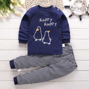 بيجاما قطن خريفي بتصميم Blue Penguin للأطفال من 6 إلى 8 سنوات