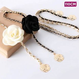 Elegant Camellia Waist Chain for Women 110cm