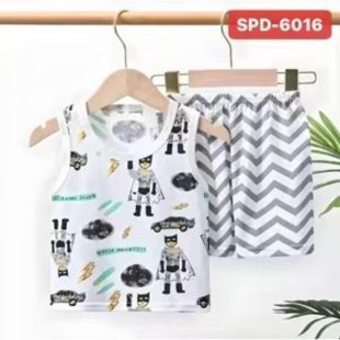 طقم قطن صيفي فيست وشورت للأطفال بتصميم Hero Power