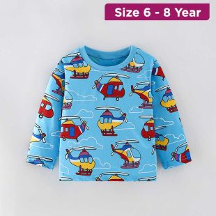 Boys’ Cotton Long Sleeve T-Shirt - 6 to 8 Years