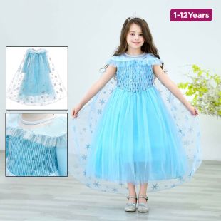 Princess Elsa Character-Inspired Costume Dress for Girls