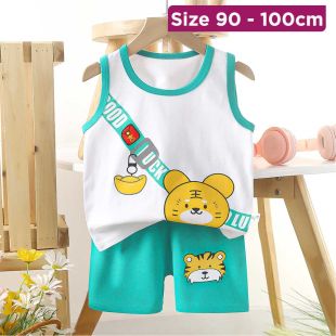 Two-Piece Outfit with Money Tiger Design for Kids 