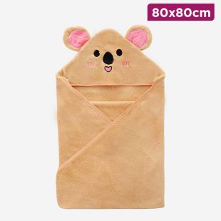 Newborn Hooded Blanket with Brown Koala Design 80 x 80 cm