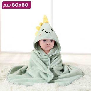 بطانية بغطاء رأس بتصميم Dinosaur لحديثي الولادة - 80 × 80 سم