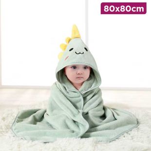 Newborn Hooded Blanket with Dinosaur Design 80 x 80 cm