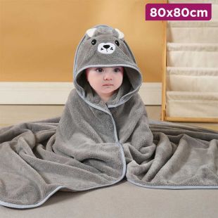 Newborn Hooded Blanket with Bear Hug Design 80 x 80 cm
