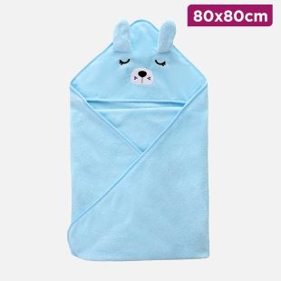 Newborn Hooded Blanket with Puppy Design 80 x 80 cm