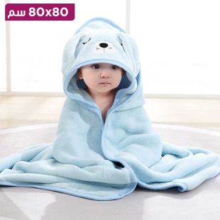 بطانية بغطاء رأس بتصميم Dog لحديثي الولادة - 80 × 80 سم