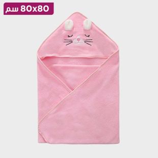 بطانية بغطاء رأس بتصميم Kitten لحديثي الولادة - 80 × 80 سم