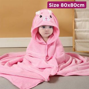Newborn Hooded Blanket with Rabbit Design 80 x 80 cm