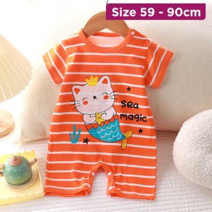 Baby Ultra Soft Pure Cotton Suit Outfit with Printed Open-Bottom