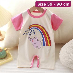 Baby Cotton Open-Bottom Crawler Outfit