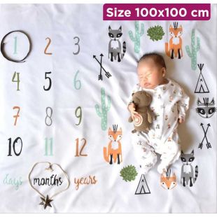 Baby Photography Blanket with Milestone Design - 100 x 100 cm