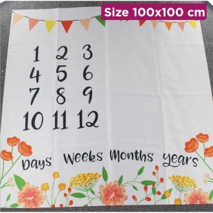 Baby Photography Blanket with Bloomy Design - 100 x 100 cm