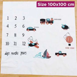 Baby Photography Blanket with Transit Design - 100 x 100 cm