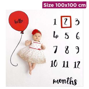 Baby Photography Blanket with Balloon Design - 100 x 100 cm