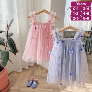 Butterfly Embroidery Mesh Girls Dress