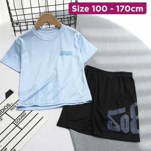 Boys' Ice Silk Mesh Quick Dry T-Shirt with Shorts 2Pcs Set