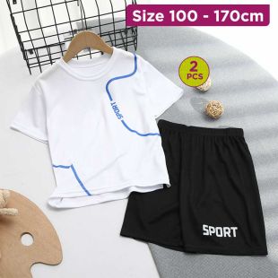 Boys' Ice Silk Mesh Quick Dry T-Shirt with Shorts Football 2Pcs Set