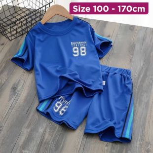 Boys' Ice Silk Mesh Quick Dry T-Shirt and Shorts 2Pcs Set