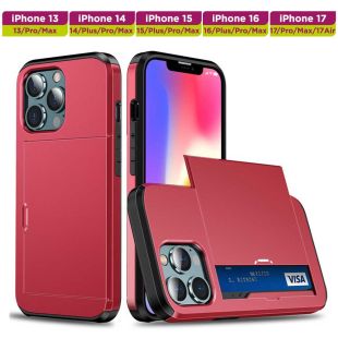 غطاء حماية مع حافظة بطاقات منزلقة لأجهزة أيفون