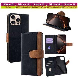 غطاء حماية جلد مع حافظة بطاقات لهواتف أيفون