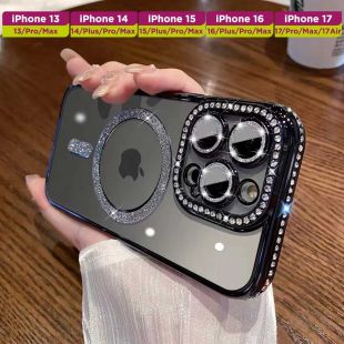 غطاء حماية شفاف مغناطيسيي مزخرف وأنيق لهواتف أيفون