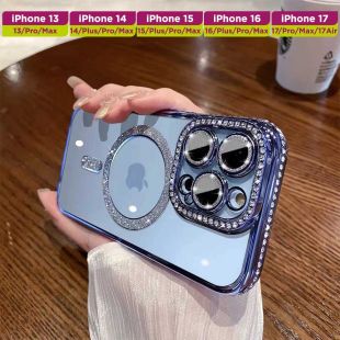 غطاء حماية شفاف مغناطيسيي مزخرف لهواتف أيفون