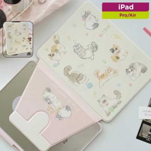 غطاء حماية دوار بتصميم قطة كرتونية لجهاز آيباد