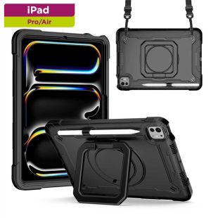 Protective Case with Silicone Strap Anti-Fall and Stand for iPad