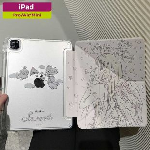 Girl Angel Magnetic Multi-Fold Protective Case for iPad