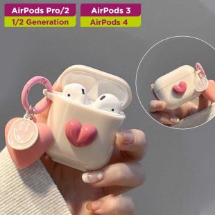 غطاء حماية لسماعات إيربودز بتصميم Love Smiley