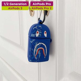 غطاء حماية لسماعات إيربودز بتصميم Blue Shark