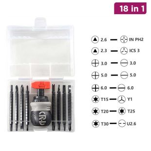 Screwdriver Set 18 in 1 with Various Bits and Rotating Handle