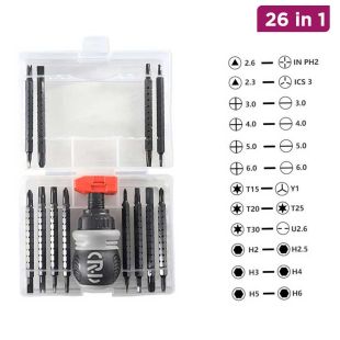 Screwdriver Set 26 in 1 with Various Bits and Handle