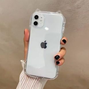 غطاء حماية شفاف بتصميم Cat Ears لهواتف آيفون